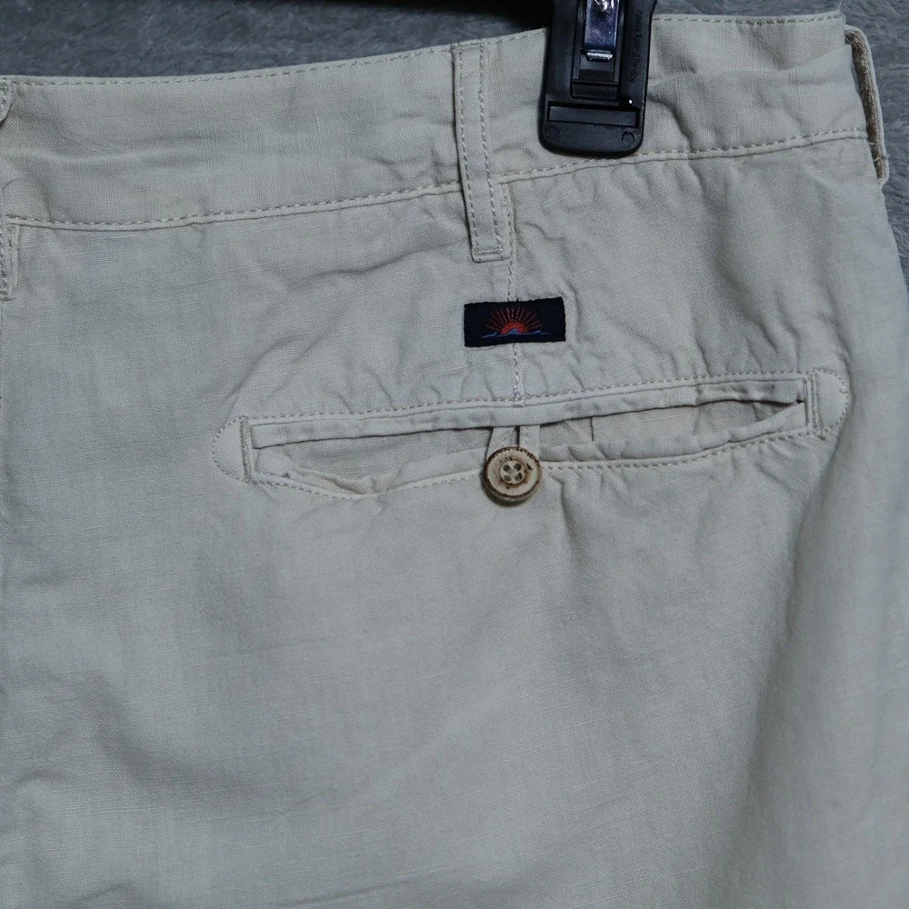 Faherty Malibu Shorts Mens Size 34 Beige Linen Blend Chino Casual Preppy